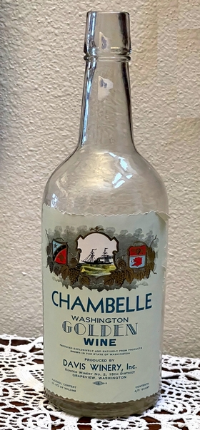 Davis Winery "Chambelle" Golden Wine Bottle (T.Stone Collection)