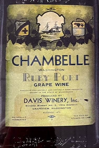 Davis Winery "Chambelle" Ruby Port Grape Wine Bottle (T.Stone Collection)